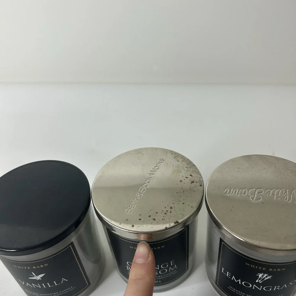 Bath & Body Works Candles Lot Of 4 Single Wick Vanilla Amber Orange Lemongrass